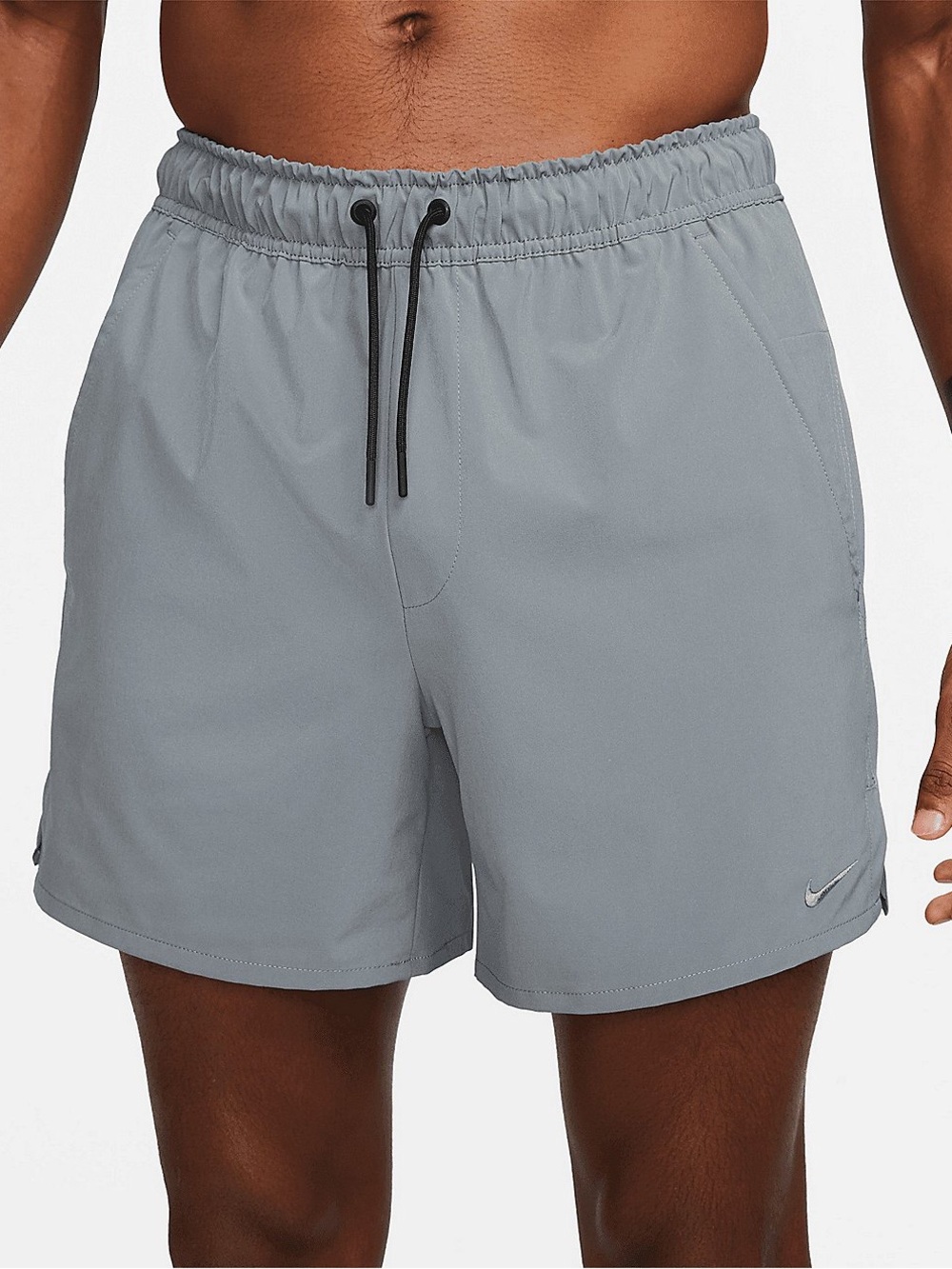 Nike Men’s Light Gray Athletic Shorts with Black Drawstring